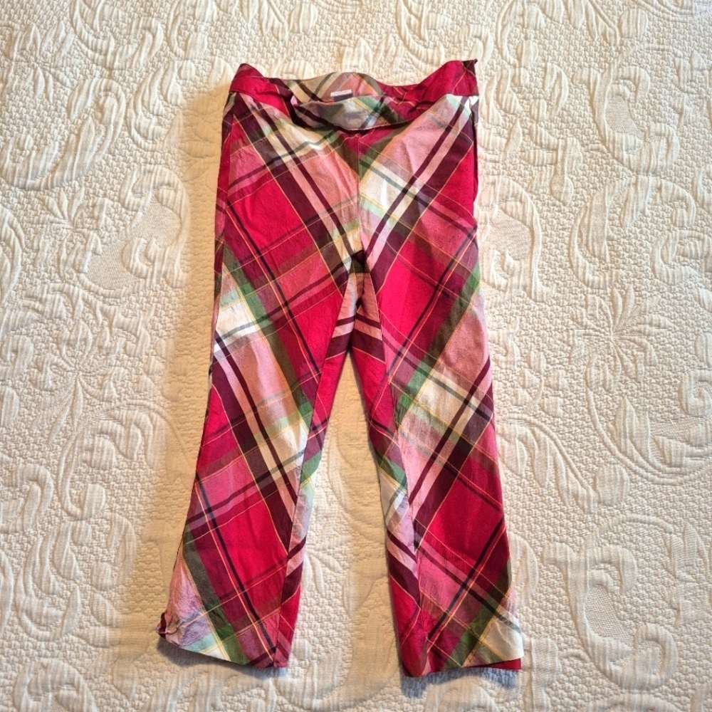 Janie and Jack girls size 4 plaid silk pants, side zipper VGUC